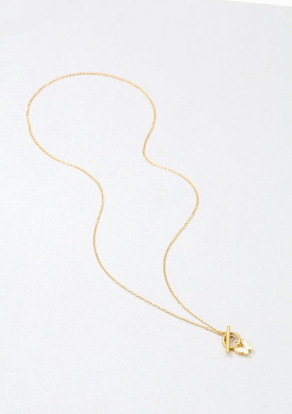 Butterfly Pendant T-Bar Necklace Gold