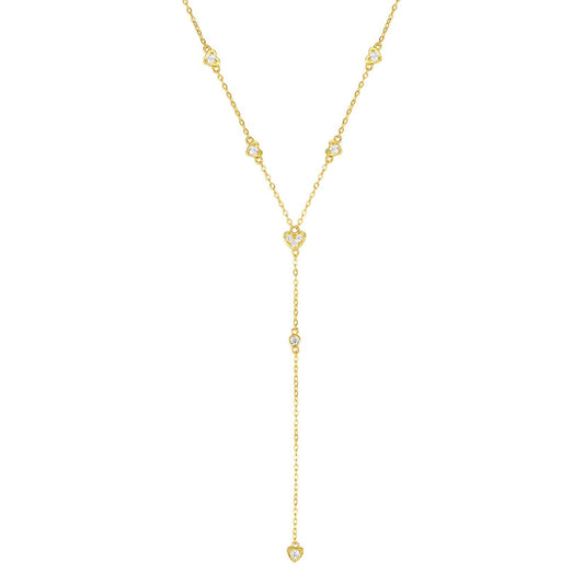 Cherish Y Chain Necklace Sterling Silver Gold