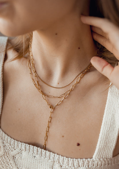 Chunky Chain Layered Necklace Gold