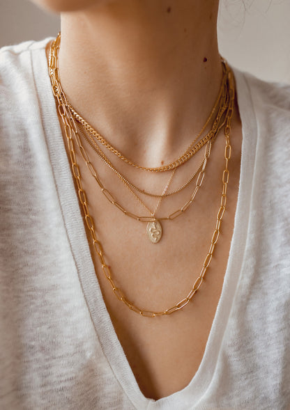 Chunky Chain Layered Necklace Gold
