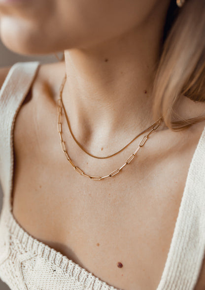 Chunky Chain Layered Necklace Gold