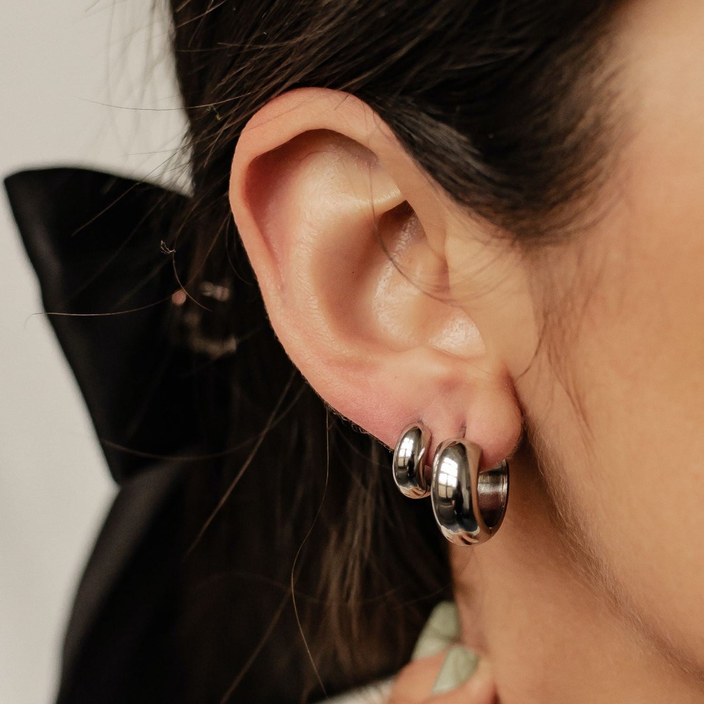 Chunky Hoop Earring Set Stainless Steel