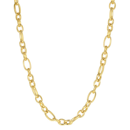 Chunky Oval Figaro Chain Necklace Gold