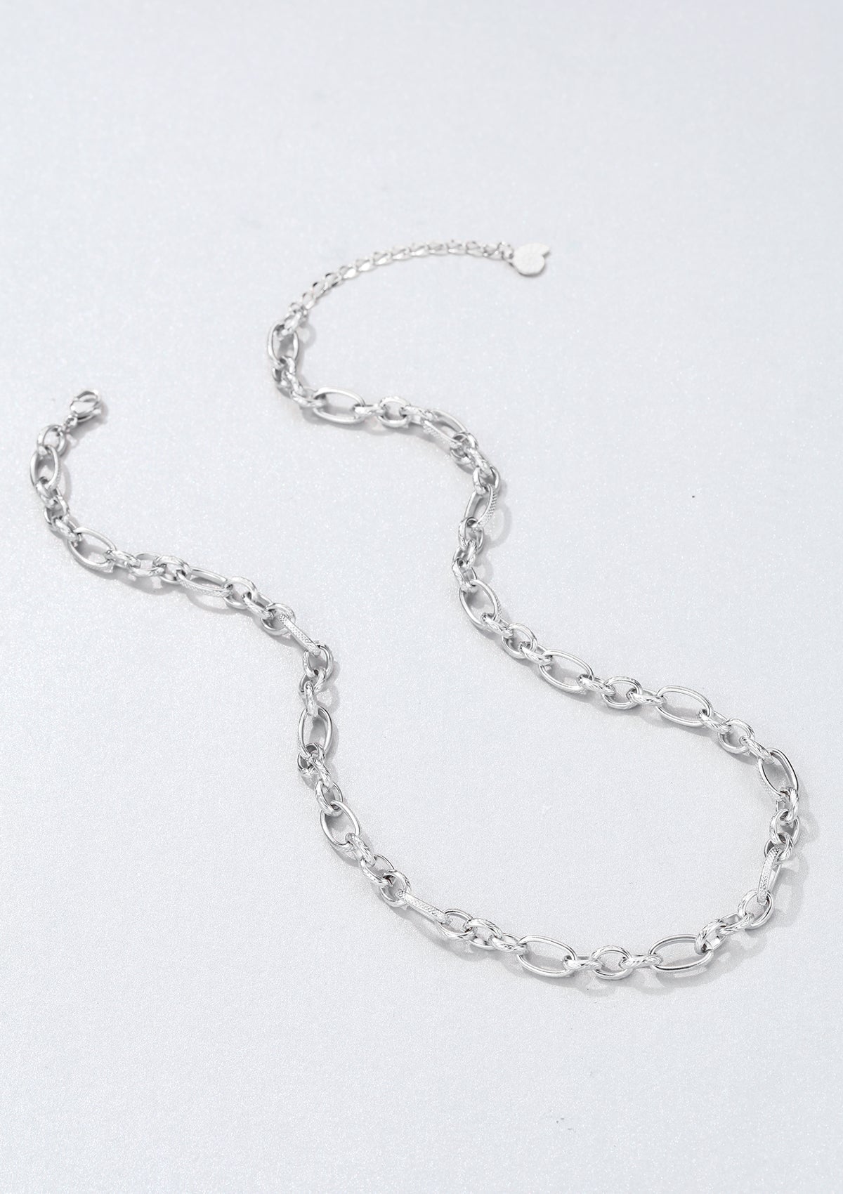 Chunky Oval Figaro Chain Necklace Silver