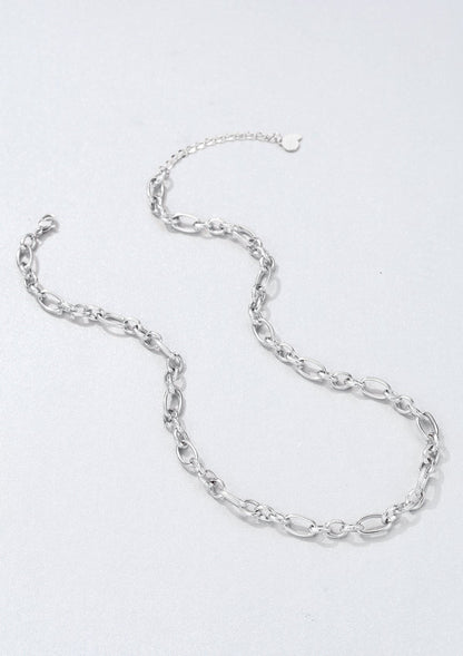 Chunky Oval Figaro Chain Necklace Silver