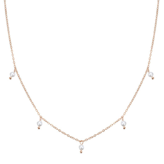 Cinque Pearl Chain Necklace Rose Gold