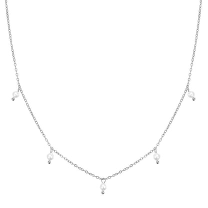Cinque Pearl Chain Necklace Silver