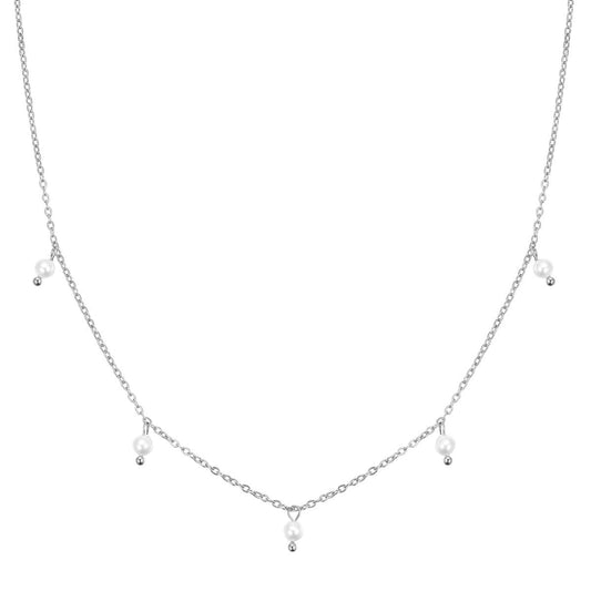 Cinque Pearl Chain Necklace Silver