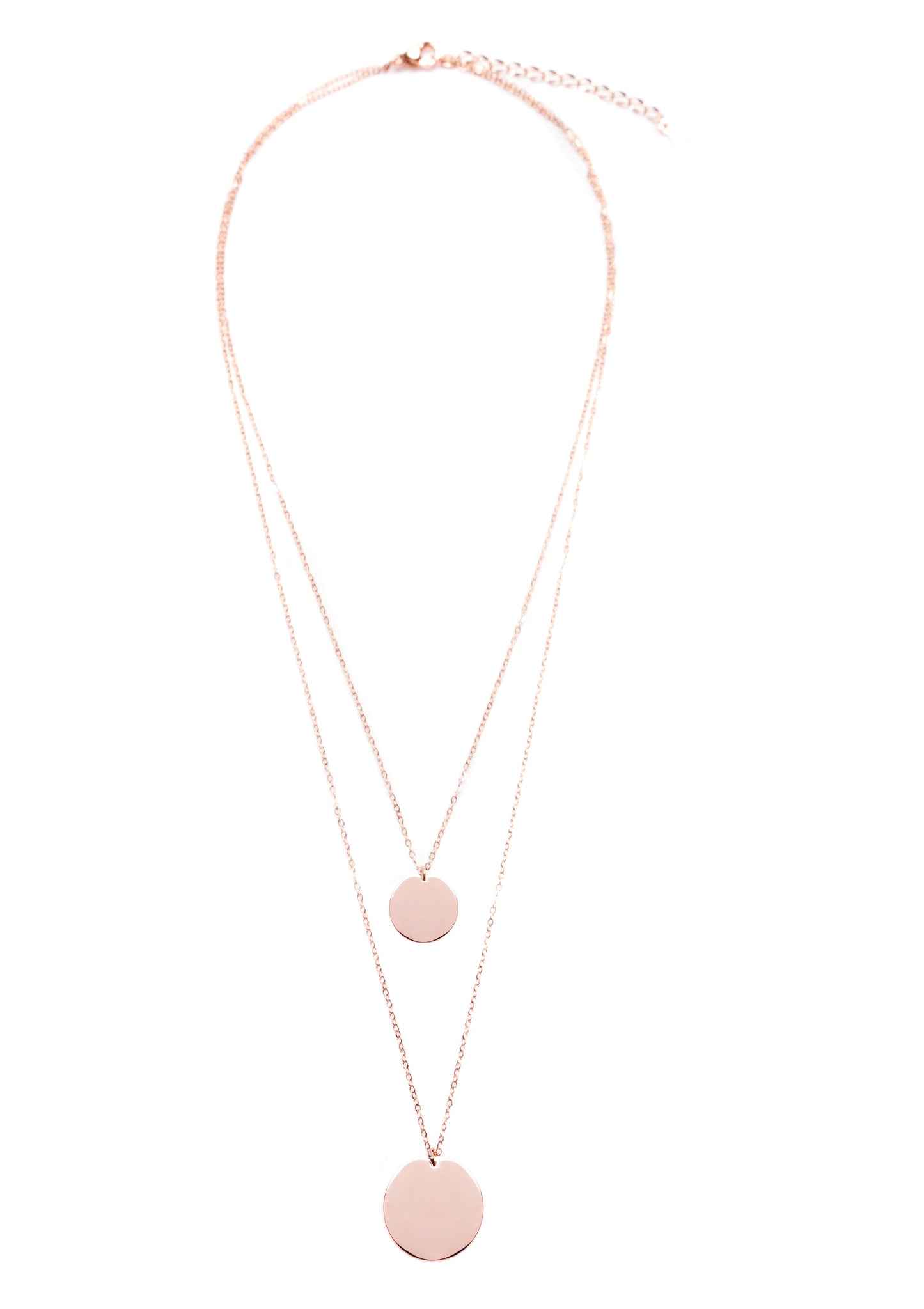 Circle Layered Necklace Rose Gold
