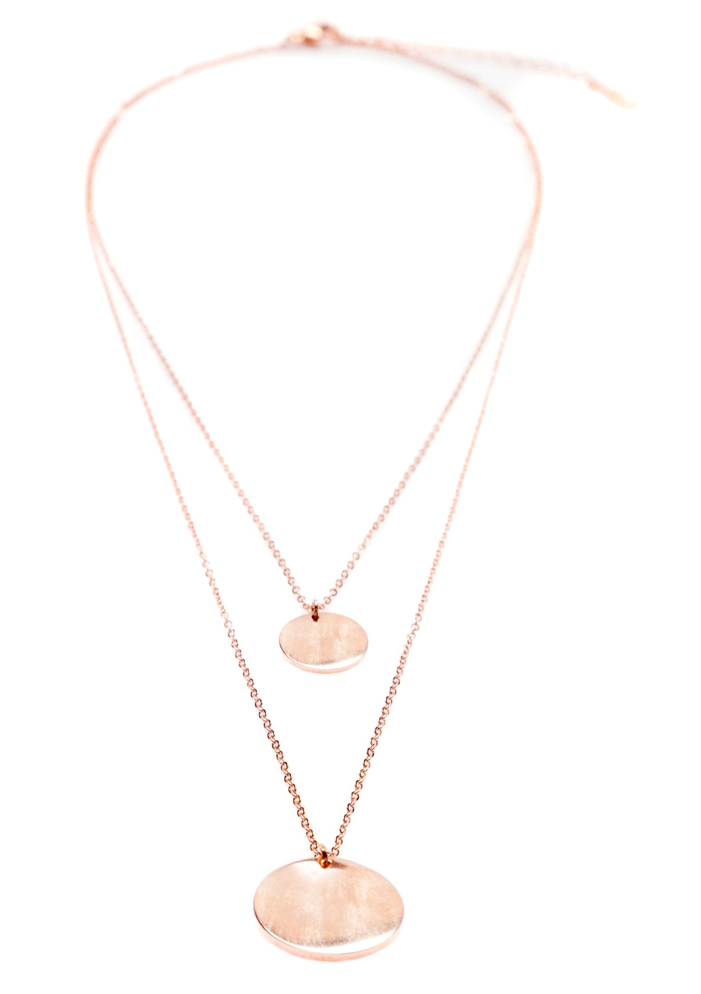 Circle Layered Necklace Rose Gold