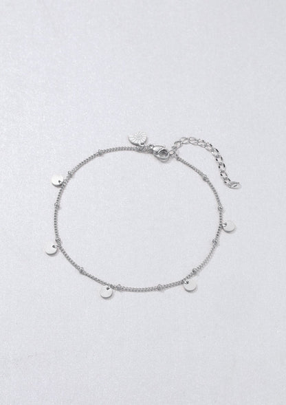 Circles Bobble Chain Anklet Silver
