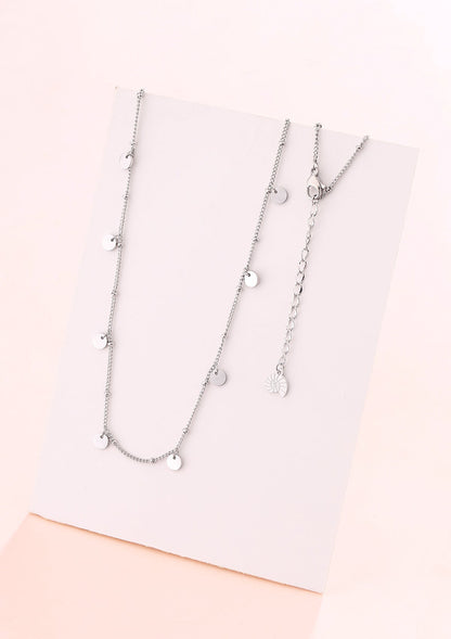 Circles Bobble Chain Necklace Silver