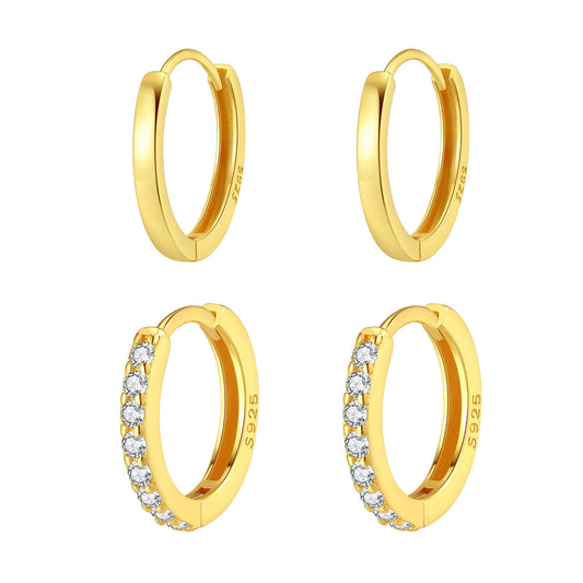 Classic Band and Gemstone Hoop Earring Sets