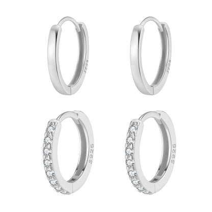 Classic Band and Gemstone Hoop Earring Sets