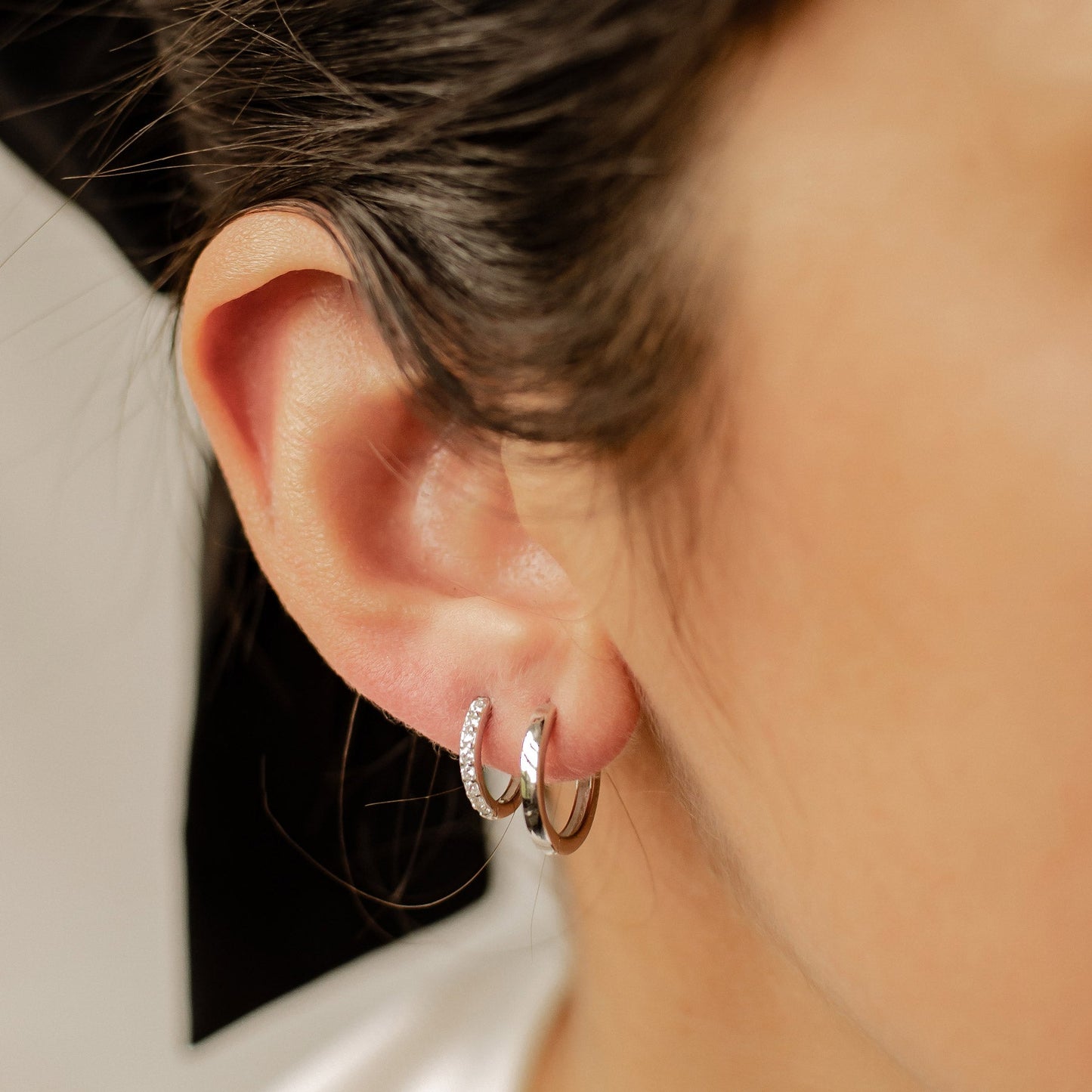 Classic Band and Gemstone Hoop Earring Sets