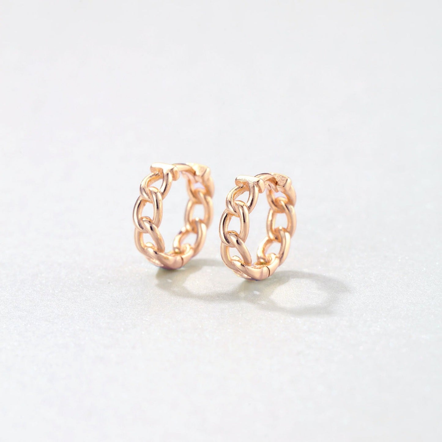 Chunky Chain Huggie Earrings Sterling Silver