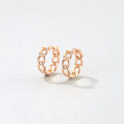 Chunky Chain Huggie Earrings Sterling Silver