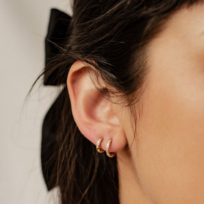 Clear Stone Hoop Earrings Stainless Steel