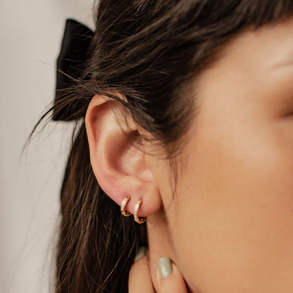 Clear Stone Hoop Earrings Stainless Steel