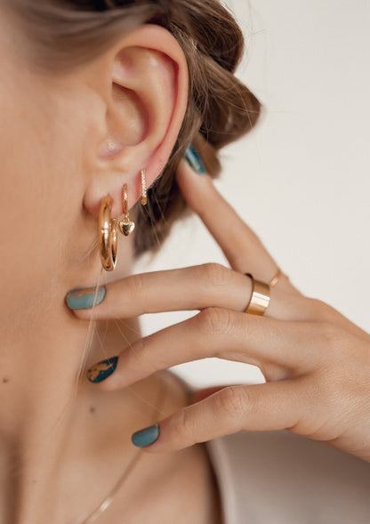 Clear Stone Huggie Earrings Sterling Silver Gold