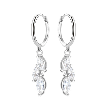 Cluster Huggie Earrings Sterling Silver