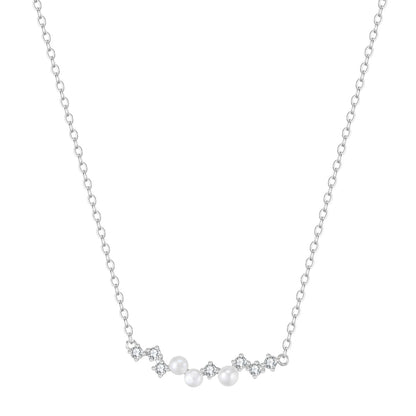 Cluster Pearl Pendant Necklace Sterling Silver