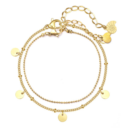 Coin and Bead Chain Bracelet Set