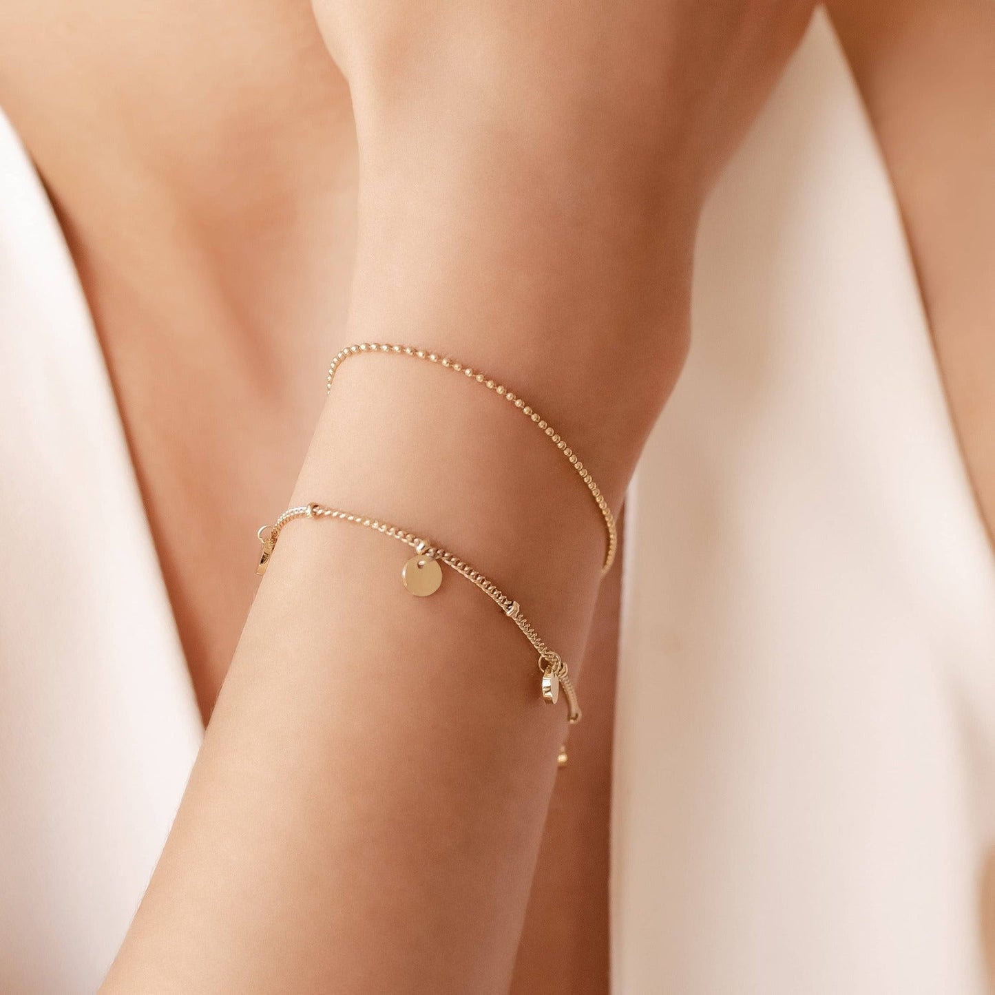 Coin and Bead Chain Bracelet Set