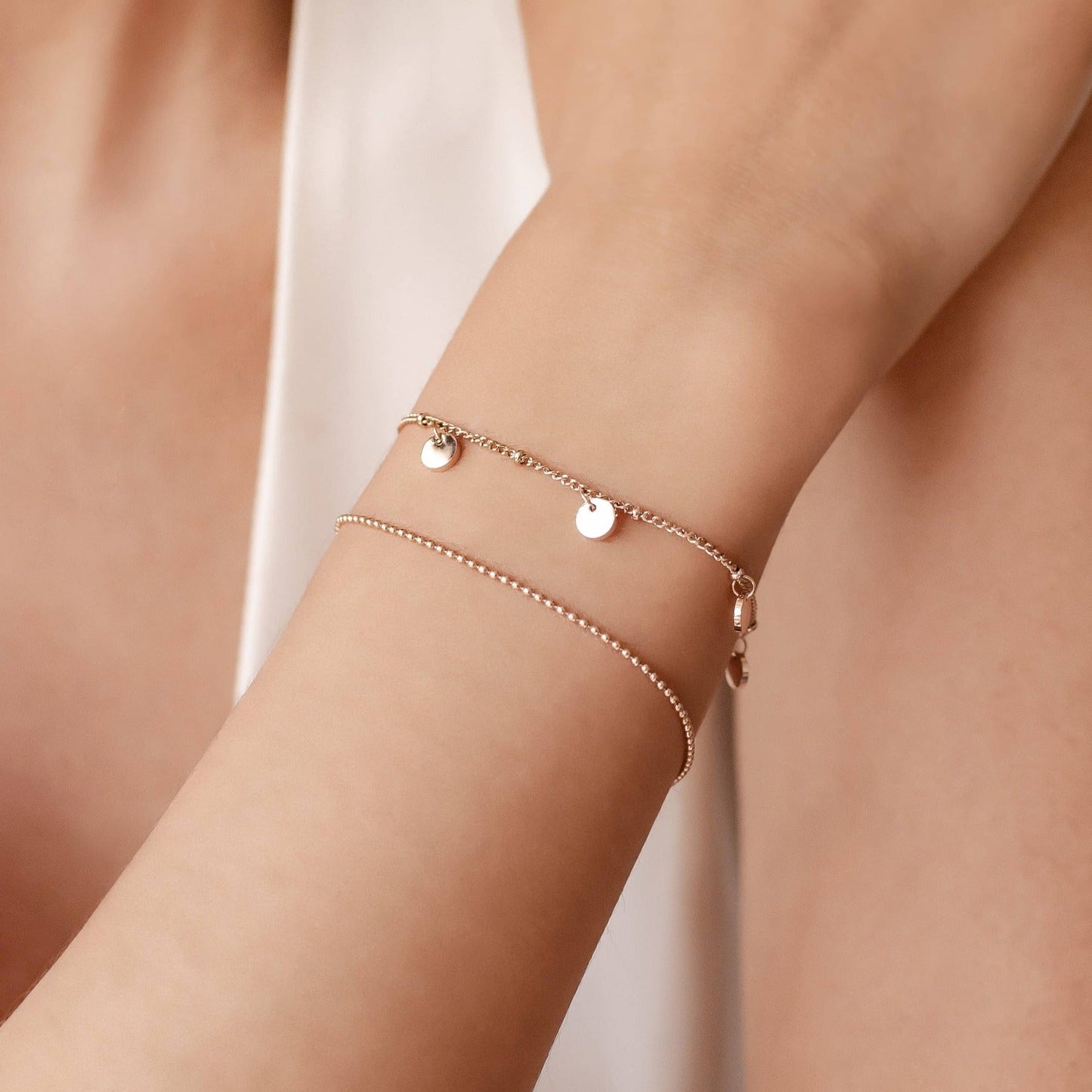 Coin and Bead Chain Bracelet Set