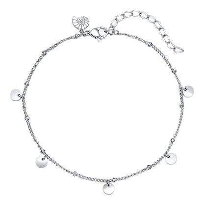 Circles Bobble Chain Anklet Silver
