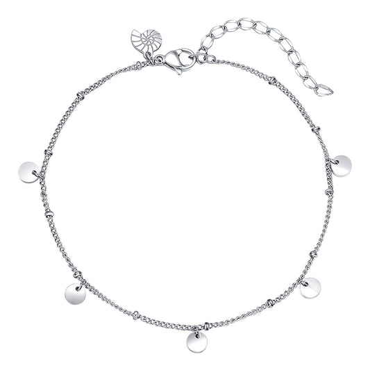 Circles Bobble Chain Anklet Silver