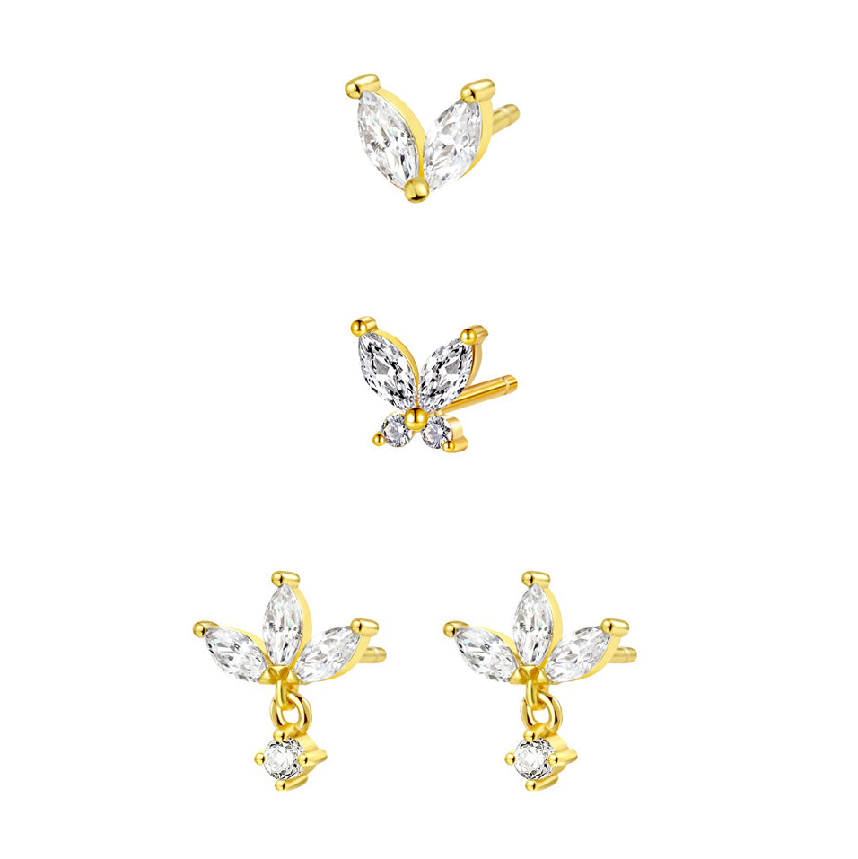 Dainty Earrings Set Sterling Silver