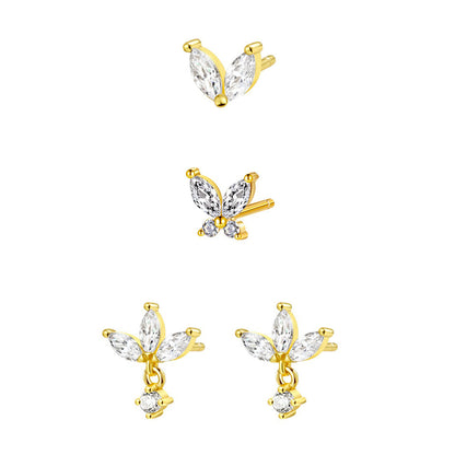 Dainty Earrings Set Sterling Silver