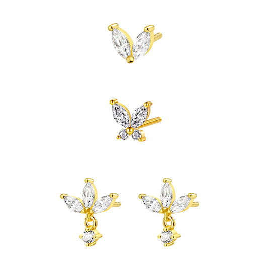 Dainty Earrings Set Sterling Silver