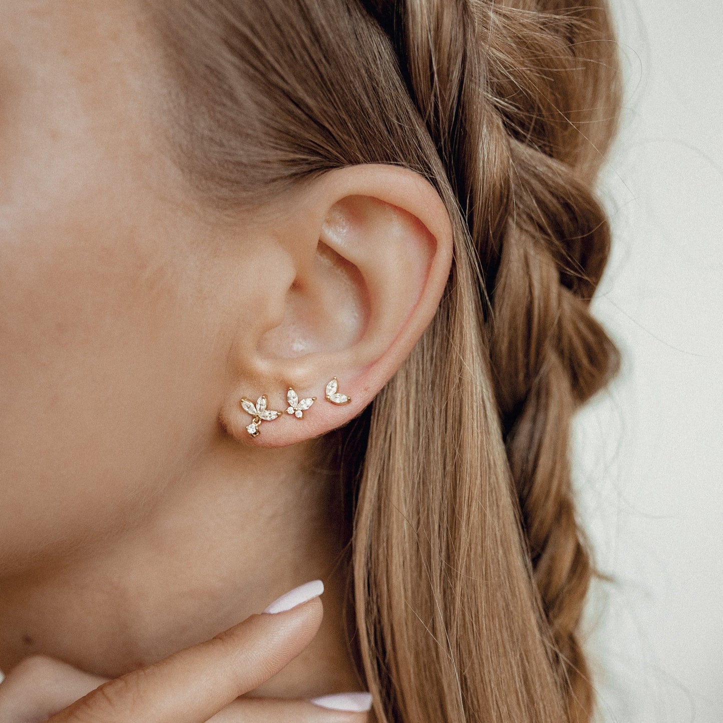 Dainty Earrings Set Sterling Silver