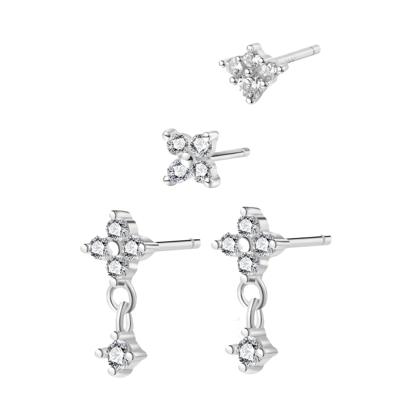 Daisy Drop Earring Set Sterling Silver