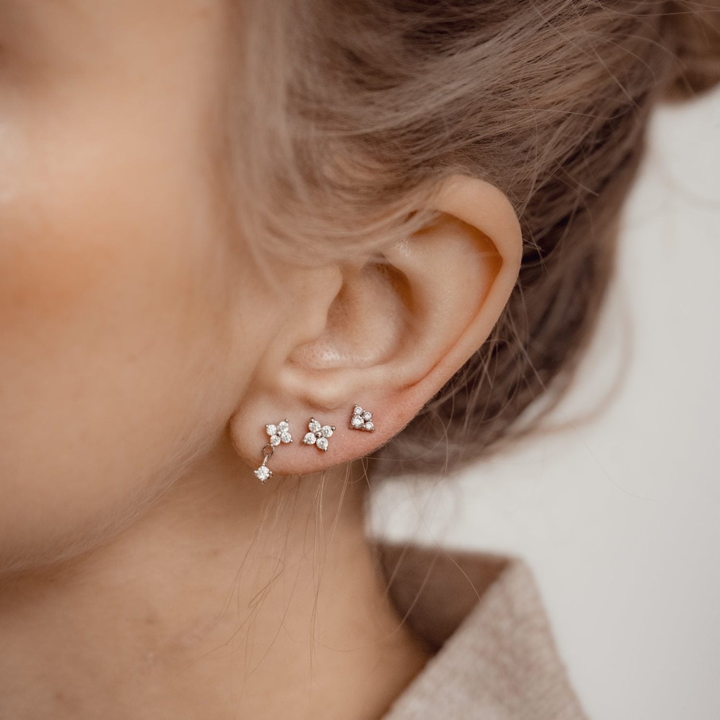 Daisy Drop Earring Set Sterling Silver