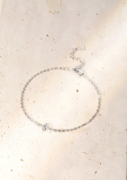 Daisy Pendant Chain Bracelet Sterling Silver