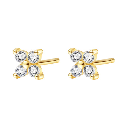 Daisy Stud Earrings Sterling Silver Gold