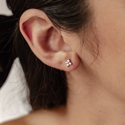 Daisy Stud Earrings Sterling Silver Gold