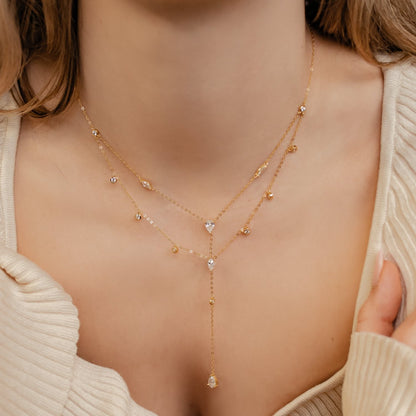 Dazzle Double Chain Y Necklace Sterling Silver