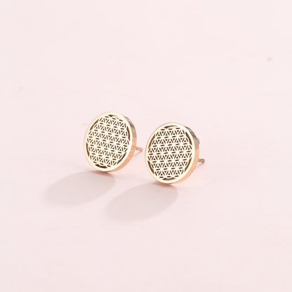 Flower of Life Stud Earrings Gold