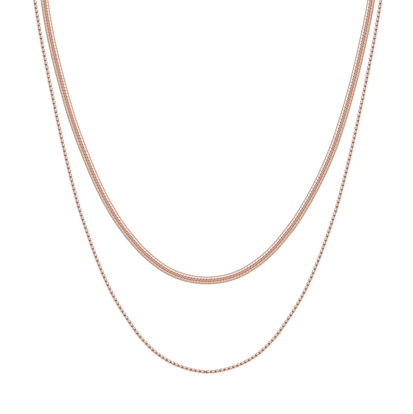 Delicate Layered Necklace Snake Chain Rose Gold