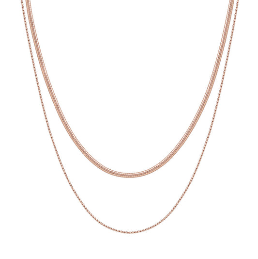 Delicate Layered Necklace Snake Chain Rose Gold