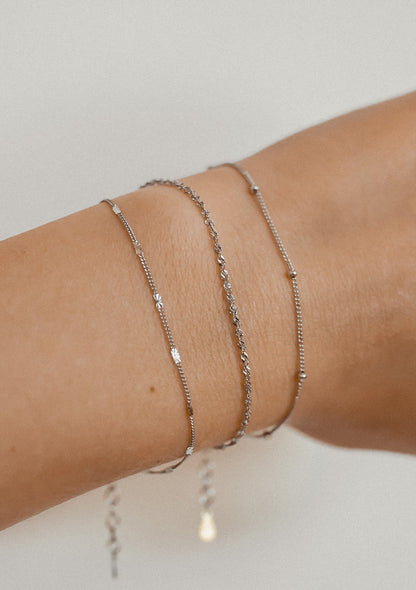 Delicate Starburst Chain Bracelet Sterling Silver