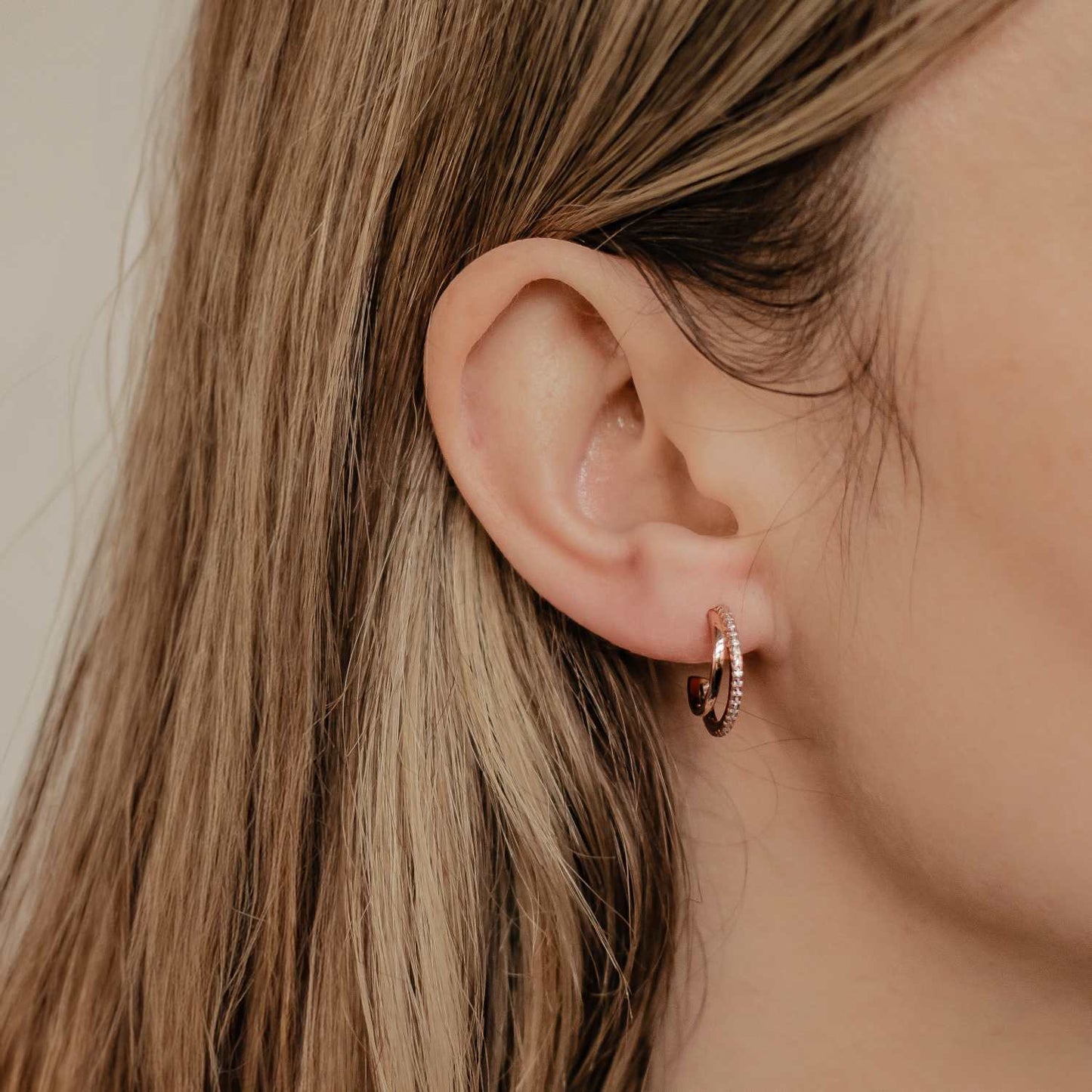 Double Hoop Gemstones Earrings Sterling Silver Gold