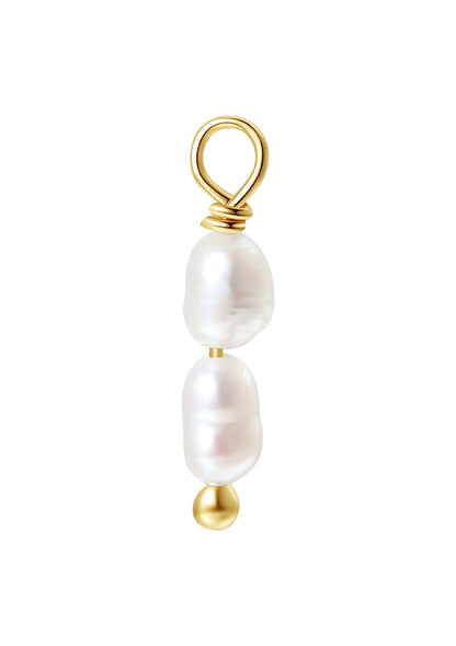 Double Pearl Charm Hoop Earrings Sterling Silver Gold