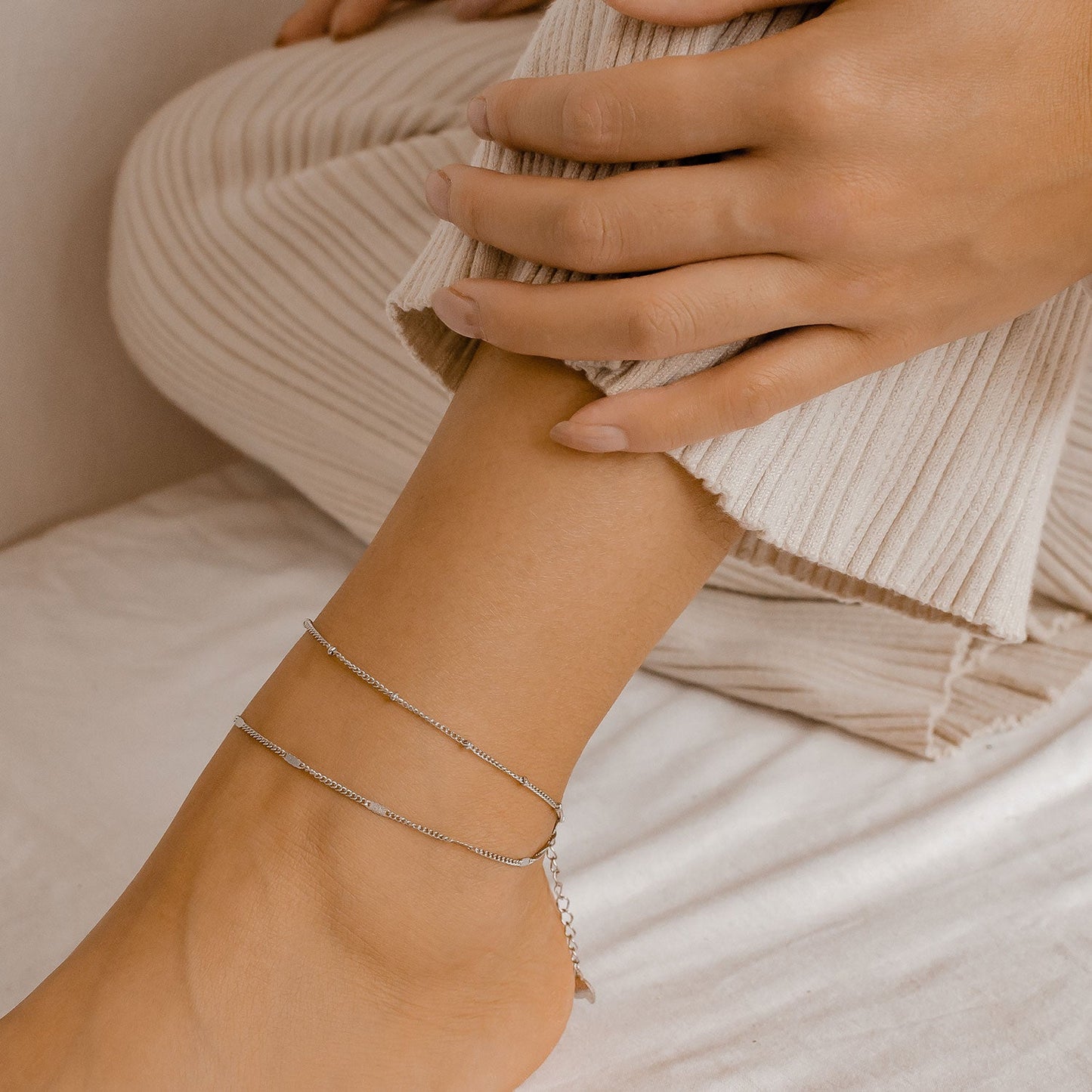 Duo Chain Anklet Silver