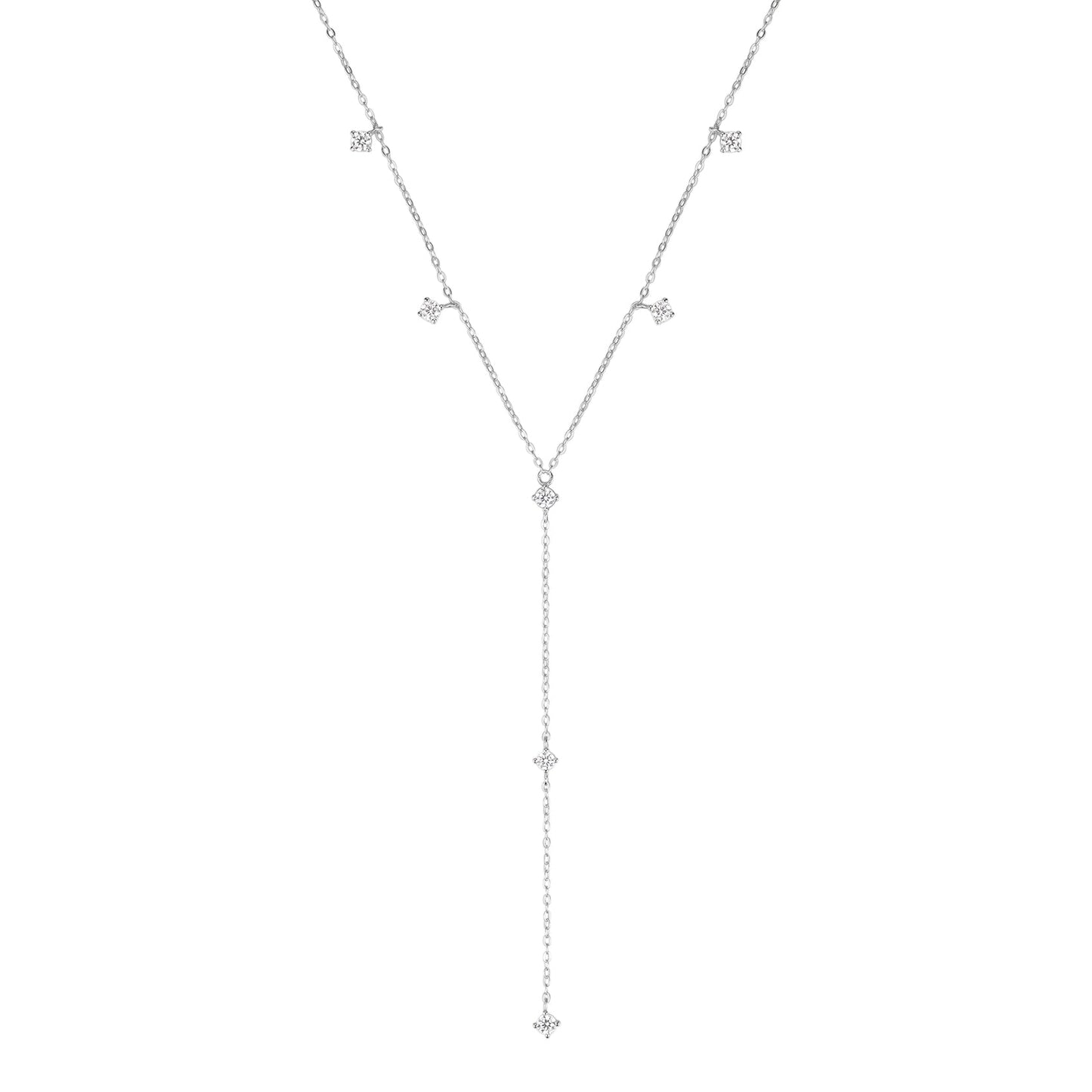 Ellipse Y Chain Necklace Sterling Silver Gold