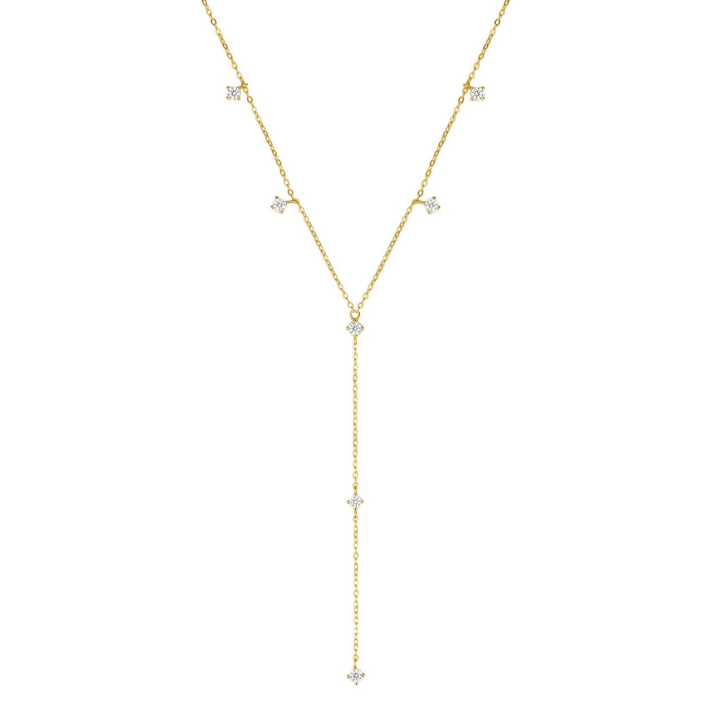 Ellipse Y Chain Necklace Sterling Silver Gold